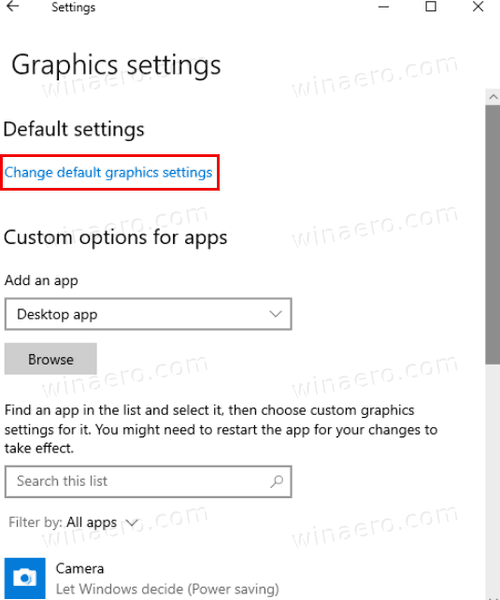 Windows 10 изменить настройки графики по умолчанию