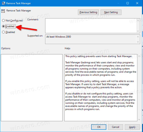 Windows 10 Disable Task Manager Group Policy