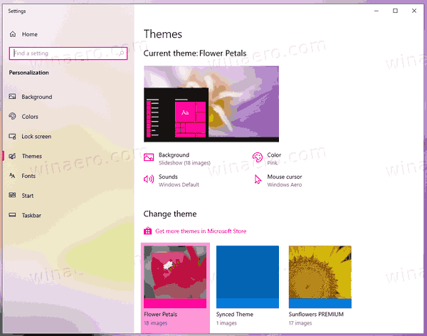 Windows 10 Installed Themes