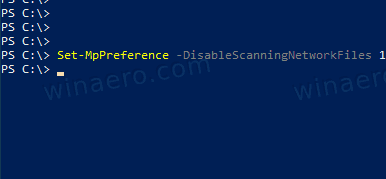 Disable Scan Network Files Defender In PowerShell