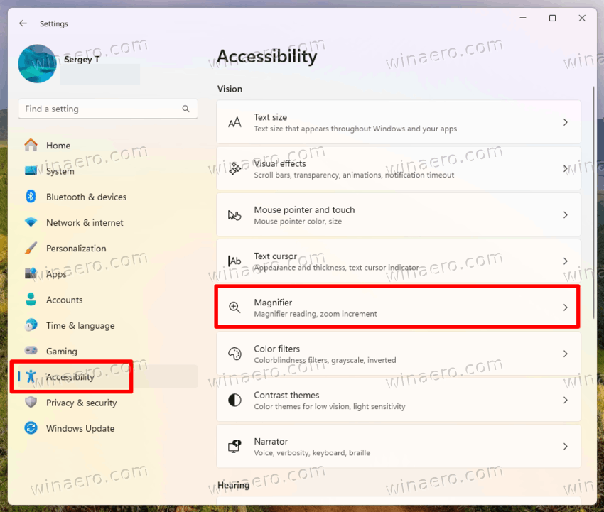 Magnifier Option In Accessibility