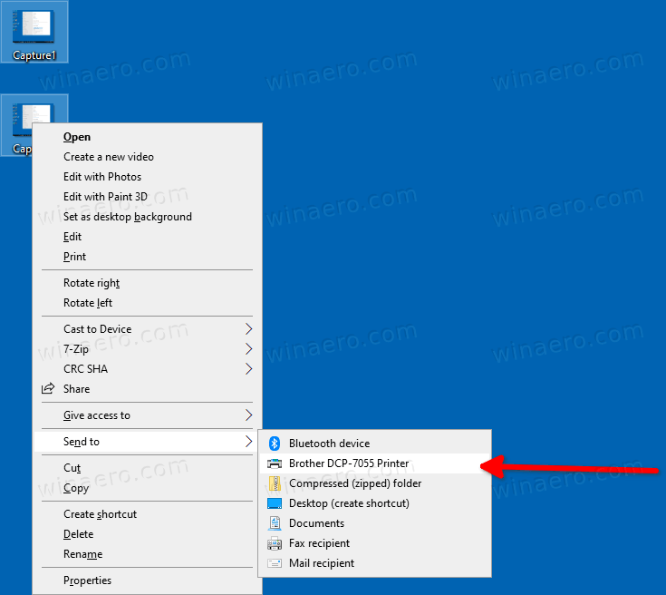 Printer In Send To Menu Windows 10