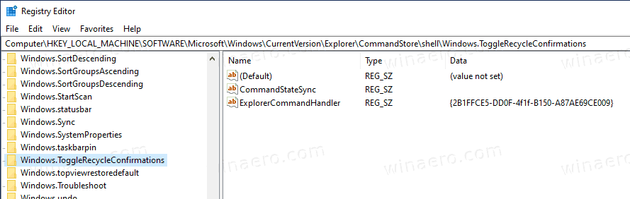 Show Recycle Confirmation Ribbon Command