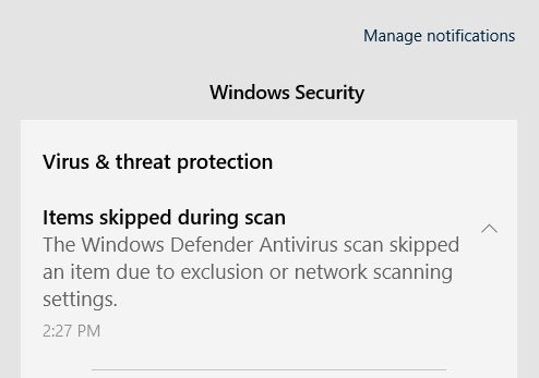 Windows 10 Defender Bug Skipped Files