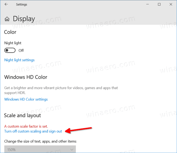 Windows 10 Disable Custom Display Scaling Level