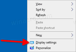 Windows 10 Display Settings Context Menu