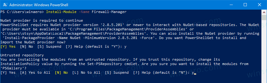 Windows 10 Install Firewall Manager PowerShell Module 2