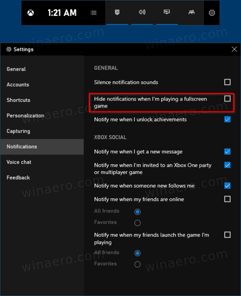 Windows 10 показывает уведомления при игре в полноэкранную игру