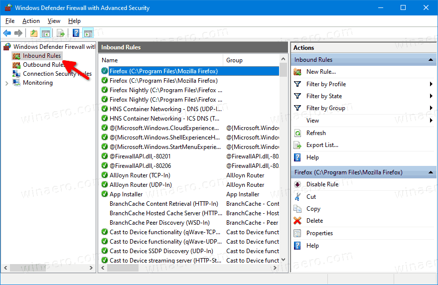 Брандмауэр Windows в режиме повышенной безопасности