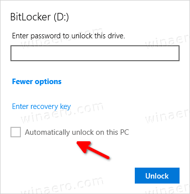 betreuren Behandeling draaipunt Turn On Auto-unlock for BitLocker Drive in Windows 10
