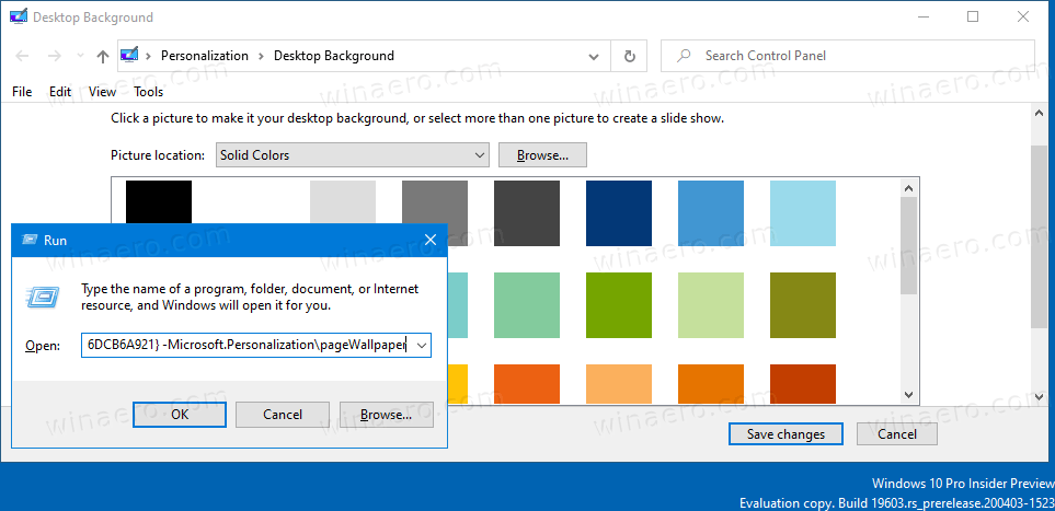 Classic Desktop Background Dialog In Windows 10