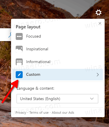 Microsoft Edge Custom New Tab Page Layout
