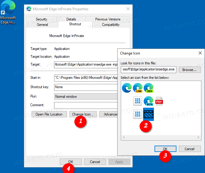 Microsoft Edge InPrivate Shortcut Icon