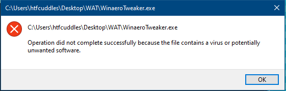 Winaero Tweaker Flagged By Defender 4