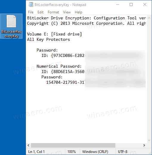 Windows 10 BitLocker Резервное копирование ключа восстановления в Cmd 2