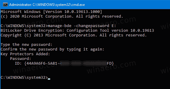 Windows 10 изменить пароль BitLocker из командной строки