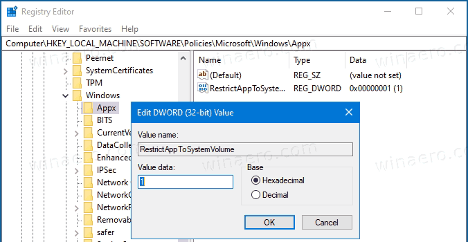 Windows 10 Disable Changing Windows Apps Save Location Tweak