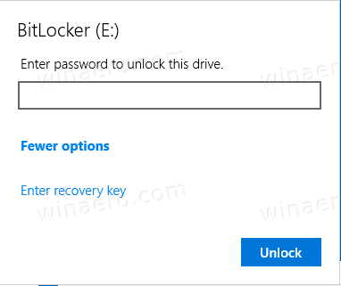 Диск Bitlocker Link ключа восстановления Windows 10