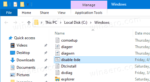 Windows 10 Disable Bde Cmd File