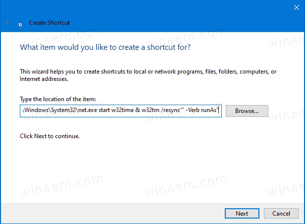 Create Sync Clock Shortcut In Windows 10