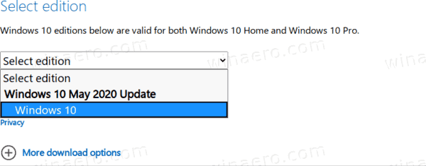 Загрузить ISO-образы Windows 10 версии 2004 напрямую