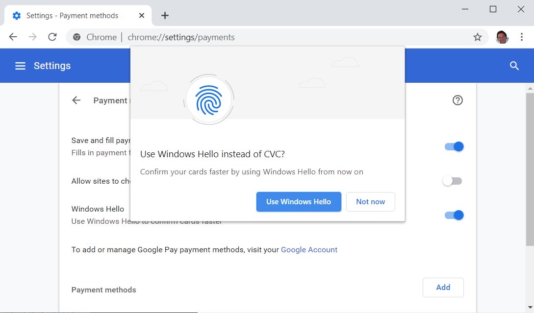 CVC-код Windows Hello