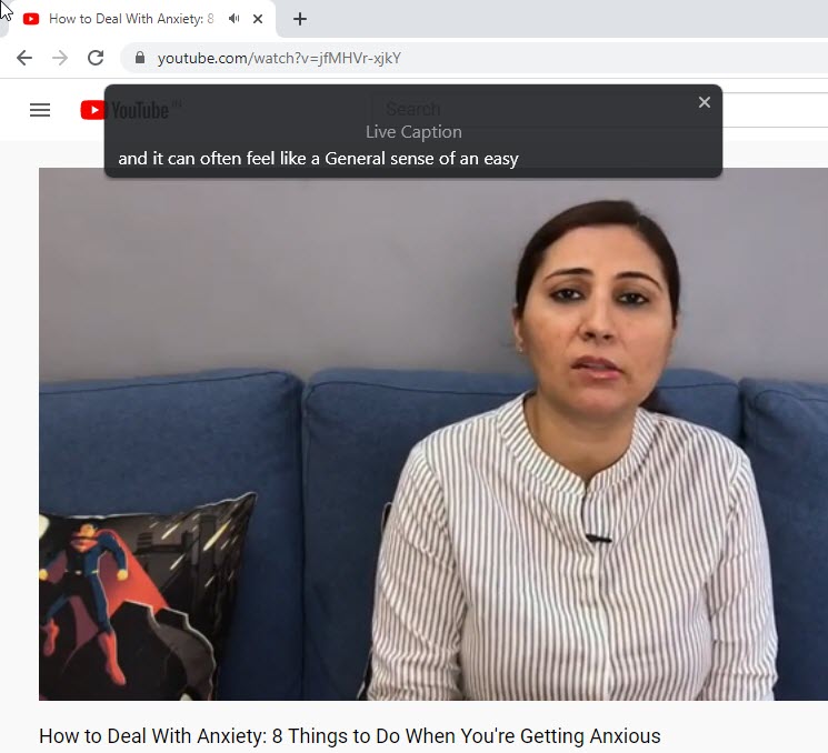 Chrome Showing Live Captions For YouTube Video 1