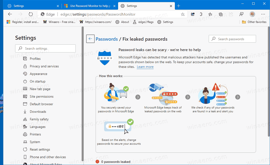 Microsoft edge пароли