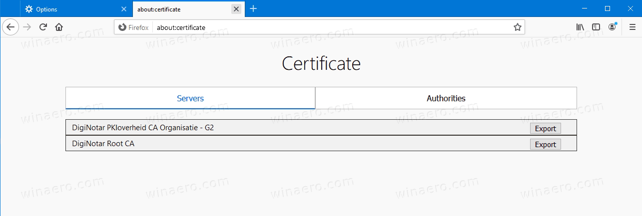 Firefox 77 About:certificate