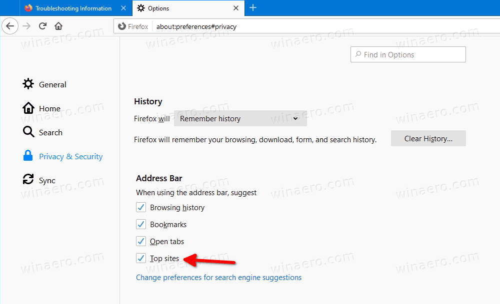 Firefox 78 Disable Top Sites