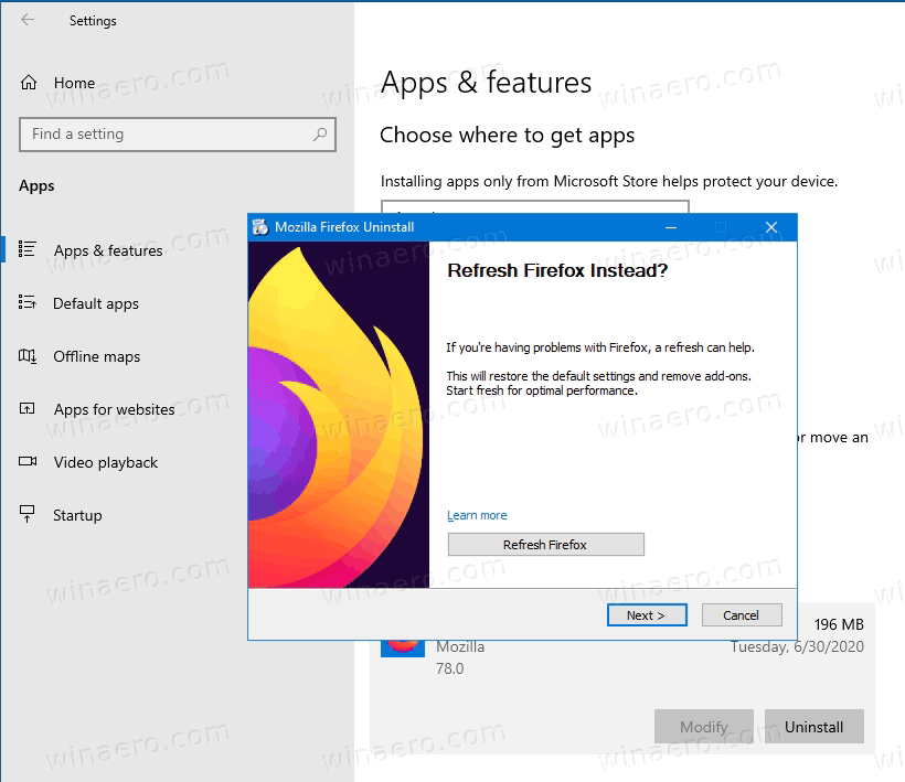 Firefox 78 Refresh Firefox In Uninstaller