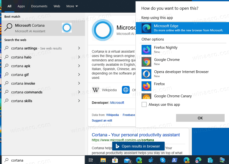 Windows 10 Version 2004 Cortana Removed
