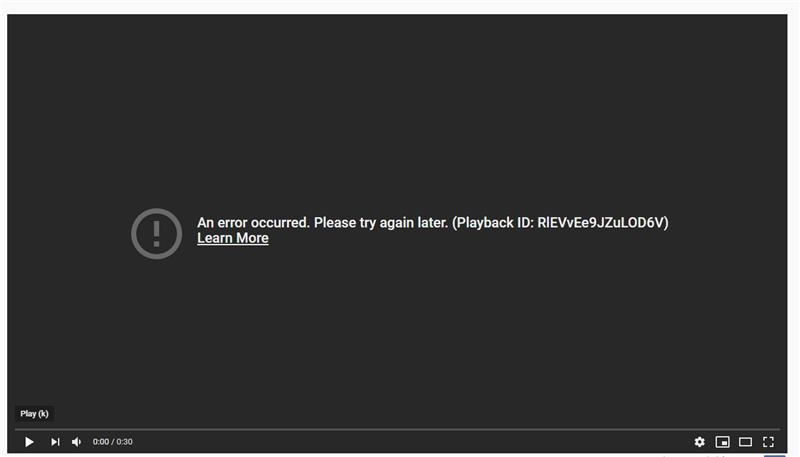 YouTube Error