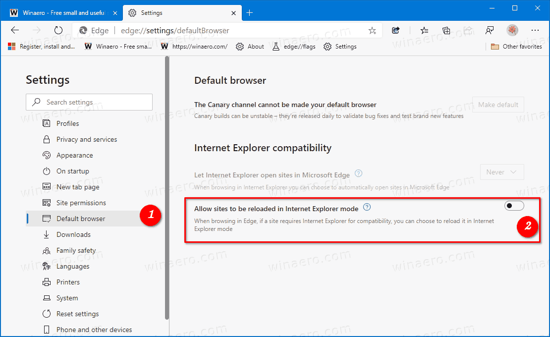 Edge разрешает перезагрузку сайтов в режиме Internet Explorer