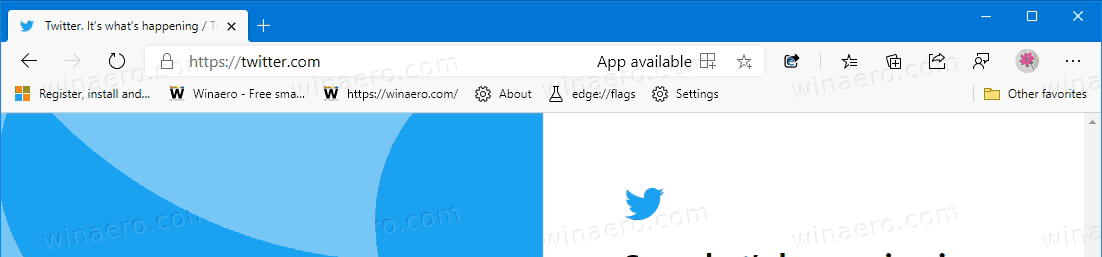 Edge Canary App Available Button For PWA