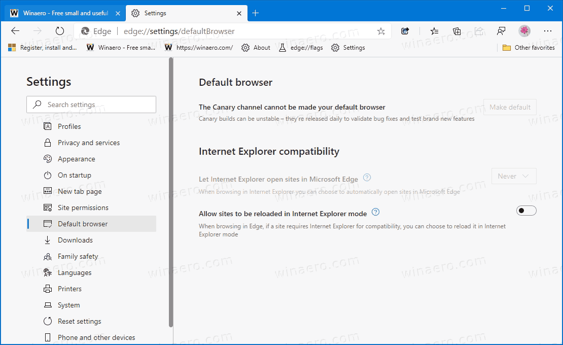 Edge Internet Explorer Compatibility Options