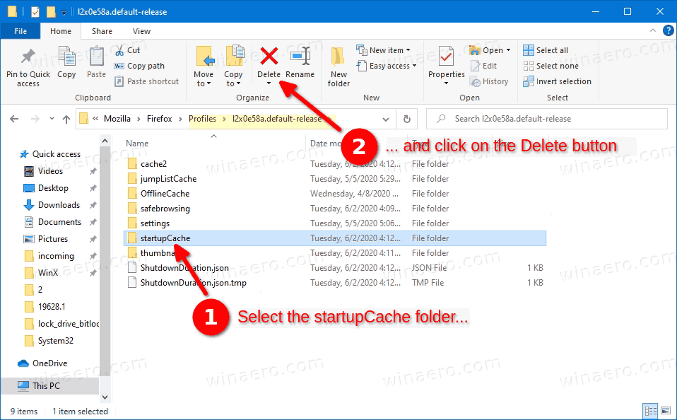 Firefox Manually Clear Startup Cache