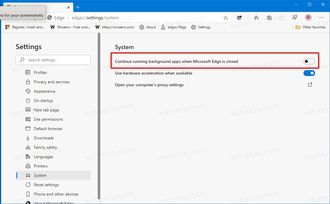Microsoft Edge Disable Continue Running Background Apps When Microsoft Edge Is Closed