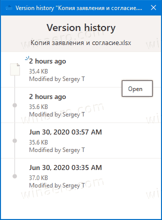 OneDrive File Version History Menu 2