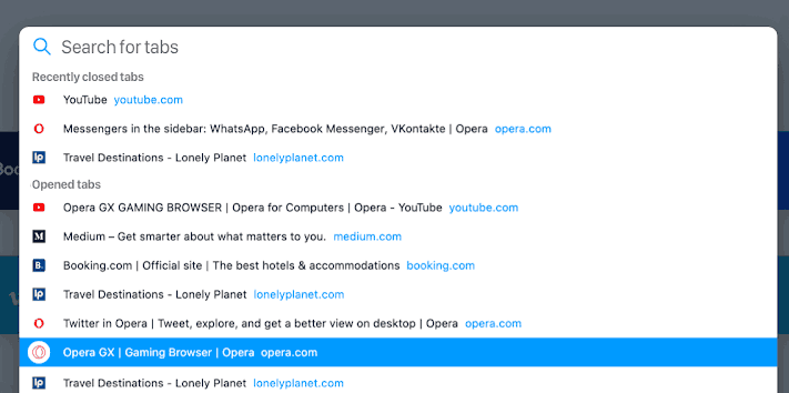 Opera 70 Search Recently Closed Tabs