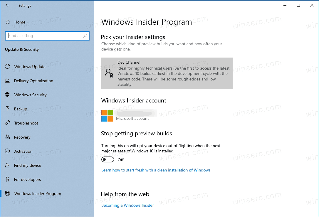 Windows 10 New Insider Channels