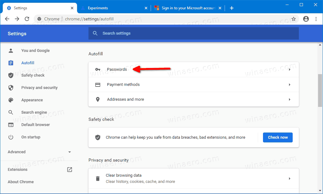 Chrome Passwords In Autofill Settings