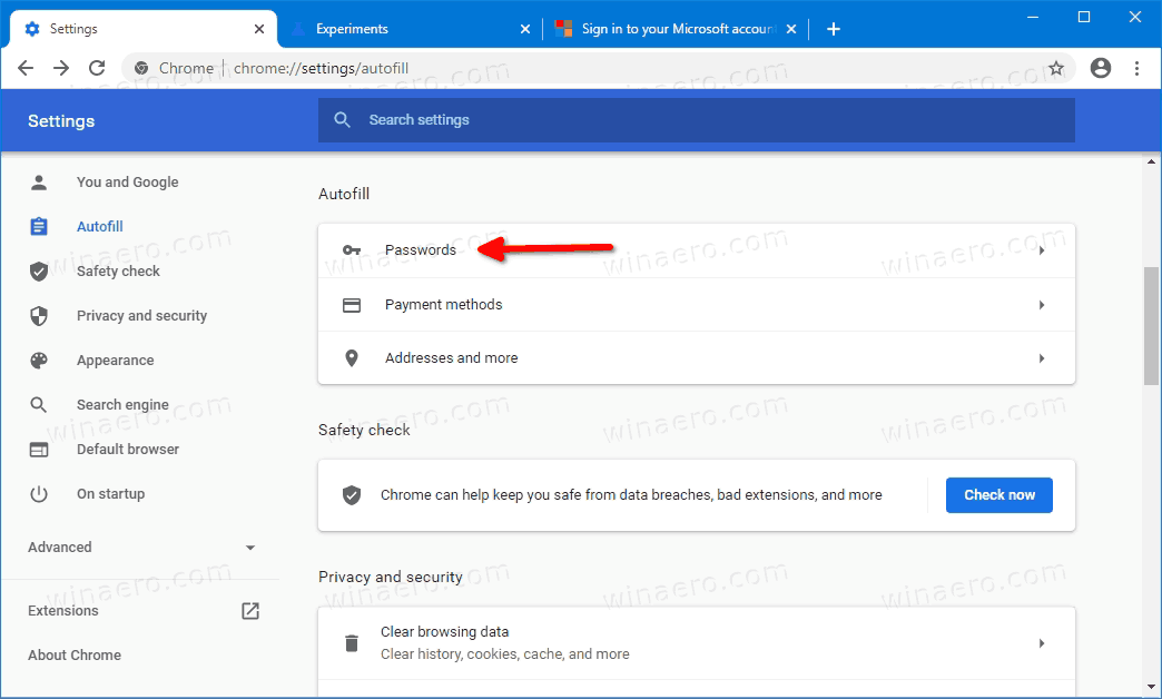 reset saved passwords google chrome