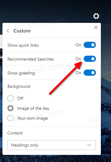 Edge Disable Recommended Searches On New Tab Page