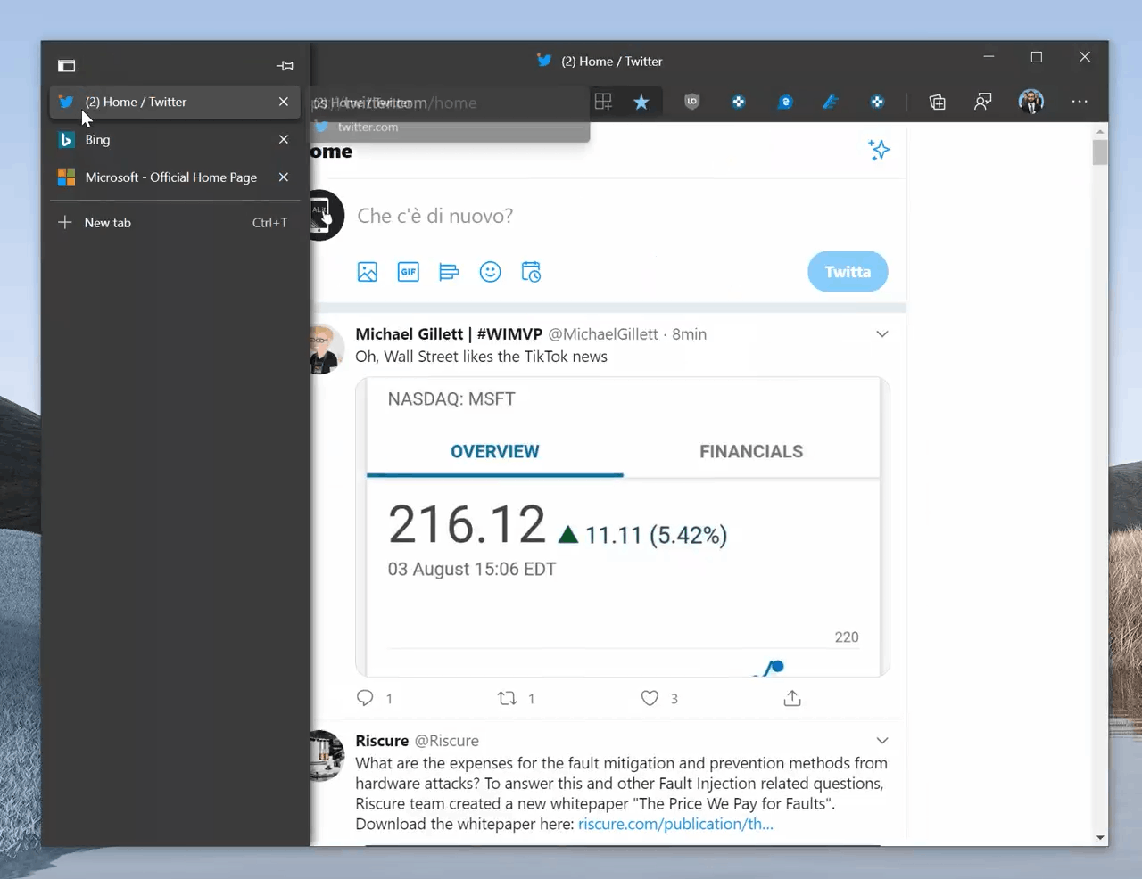 Copilot microsoft edge. Microsoft Edge вертикальные вкладки. Microsoft Edge Vertical Tabs. Твиттер Edge. Вертикальные вкладки Chrome.