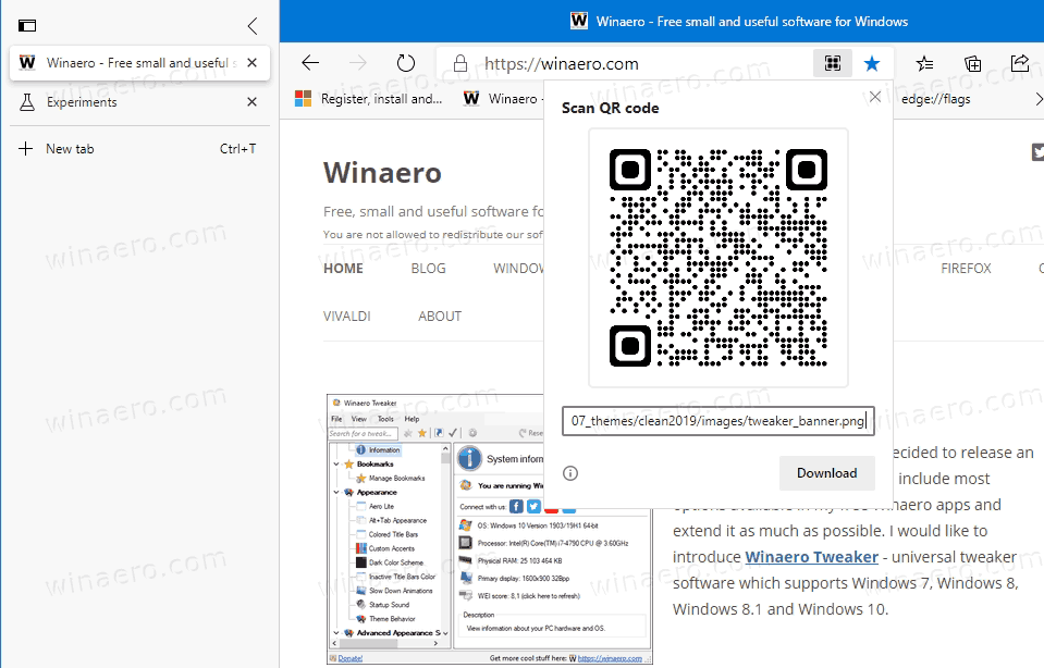 QR For Image In Microsoft Edge