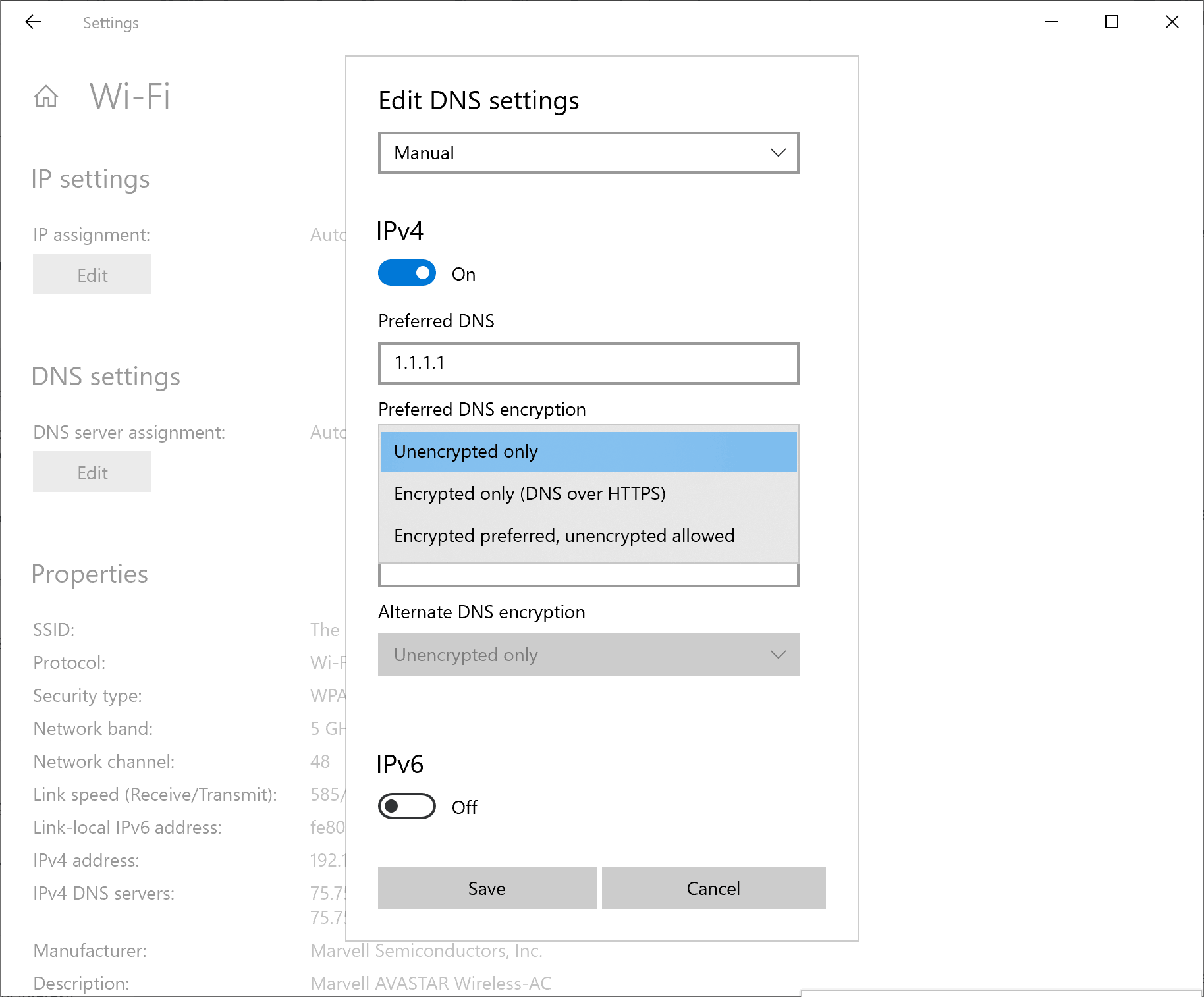 Windows 10 DNS Settings