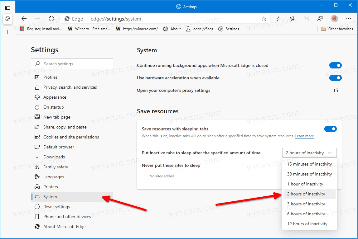 Configure Sleeping Tabs In Microsoft Edge 3809601953995