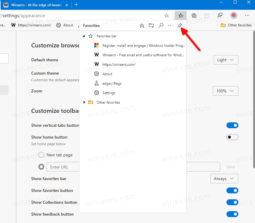 Microsoft Edge Now Allows Pinning The Favorites Bar