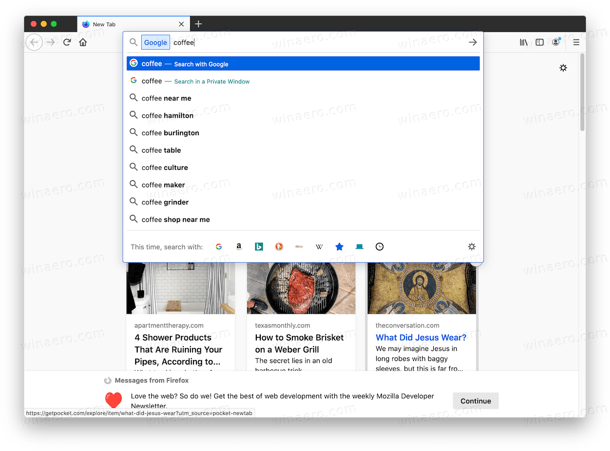 Firefox 81 Search Bar Improvements